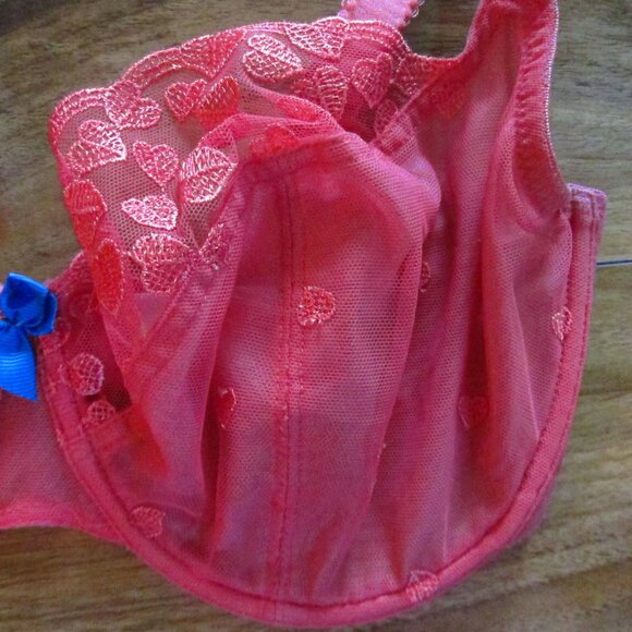 Panache Cleo Hot Pink Kali Unlined Sheer Balconette Underwire Bra Size 32H - Picture 3 of 8